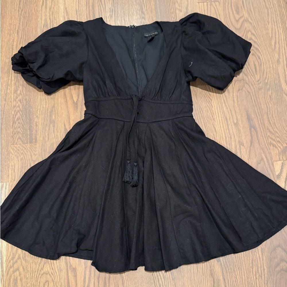 House of Harlow 1960 Black Mini Dress with Puff Sleeves size 8 classic - Picture 3 of 10